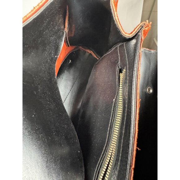 Vintage Rust Suede Handbag With Brown Leather Handles & Buckle Accents - Picture 3 of 16